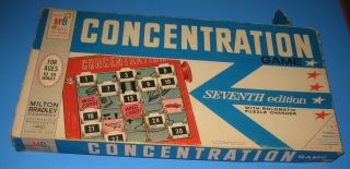 Vtg 1964 Concentration Board Game Milton Bradley 7th Edition Rolomatic Puzzle