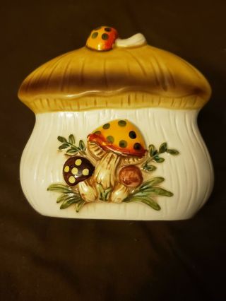 Merry Mushroom Ceramic Napkin Holder Vtg Sears Roebuck 1977 Mcm Kitchen Japan