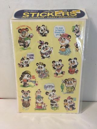 1983 Celebrity Mark 1 Stickers Panda Bears I Love You Surprise Hot Shot Baby