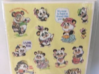 1983 Celebrity Mark 1 Stickers Panda Bears I love You Surprise Hot Shot Baby 3