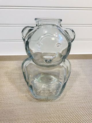 Vintage Anchor Hocking Clear Glass Teddy Bear Piggy Bank Collectible Bear