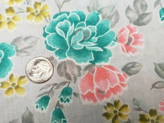 2yd Vintage Cotton Quilt Doll Fabric Flowers Roses On Gray 44 " Wd Estate Find