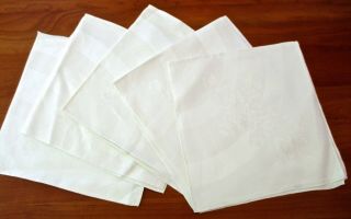Vintage Set Of 5 Extra Large Table Napkins Embossed Linen 22 " By 20.  5 "