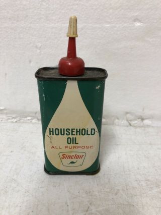 Vintage Empty Sinclair Household Oil Tin Can 4 Oz Handy Oiler