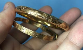 1960 Vintage Gold Plated Baby Girl Bracelets Set Of 2 Very Detailed See Photos