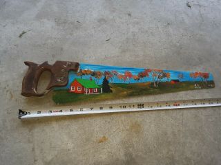 Vintage Hand Painted Hand Saw Cabin