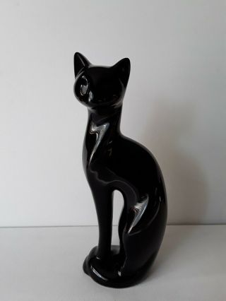 Vintage,  Retro,  Mid Century Tall Black Ceramic Cat