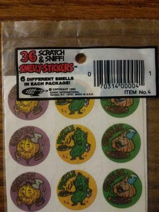 Vintage Scratch and Sniff Stinky Stickers Gordy International never opened Matte 3