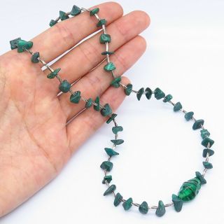 Vintage Old Pawn Sterling Silver Malachite Gemstone Murano Glass Fetish Necklace