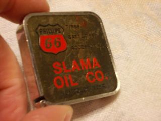 Vintage Advertising Phillips 66 Slama Oil Company Barlow Metal Mini Tape Measure