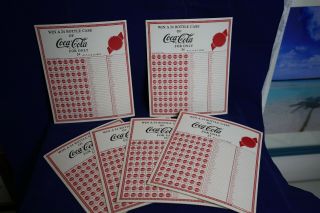 6 1940s/50s Coca - Cola Punch Board Game 5 Cent Win A Case - 1 Baseball Punch Board