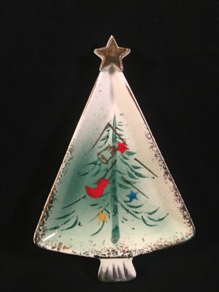 Vintage Holt Howard Ceramic Christmas Tree Cand Nut Dish 5.  5 " Bird Bell Star