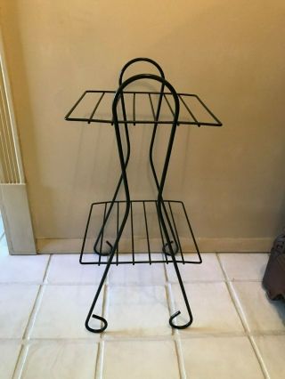Vintage Wrought Iron 2 Tier Telephone Table Plant Stand