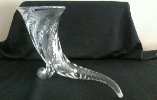 Vtg Elegant Crystal Cornucopia Horn Of Plenty Footed Centerpiece 7 1/2 " Vase