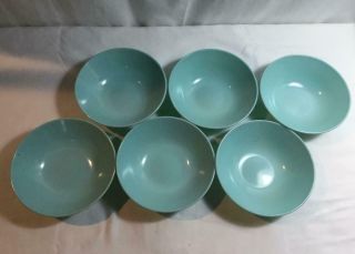 6 Vintage Melamine Bowls Melmac Blue 6 " X 1.  75 "