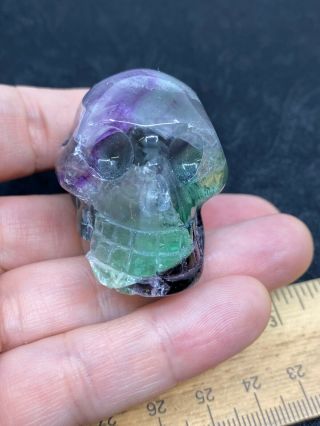 Carved Fluorite Gemstone Skull - Has Some Damage - 72.  6 Grams - Vintage Estate Find