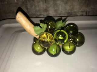 Vintage Mcm Lucite Green Grapes Cluster With Driftwood