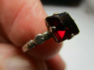 Sterling Silver 925 Estate Vintage Girls Red Cubic Zirconia Ring Size 2.  5