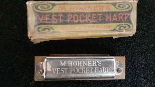 Vintage Hohner Harmonica Vest Pocket Harp Key C,  Little Harp,  Key C