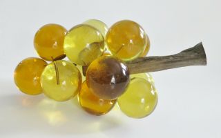 Vintage Lucite Acrylic Grapes Cluster Amber Mid Century Home Decor