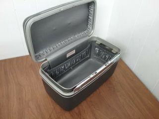 Vintage Samsonite Dark Grey Luggage Suitcase Makeup Train Case W/pouches
