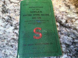 Vintage Singer Sewing Machine Instruction Booklet 66 - 16.  1951