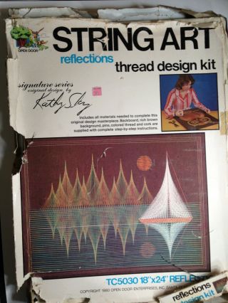 Vintage String Art Kit 18 by 24 MCM Abstract STARTED 3