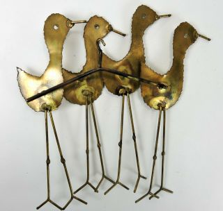 Vintage Metal Birds Wall Sculpture Sandpipers Signed 1974 Burnished Brass 9 