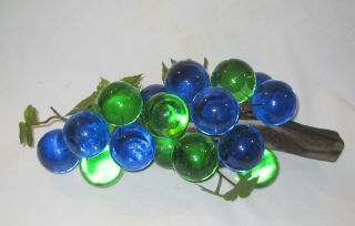 Blue Green Lucite Acrylic Cluster Of Grapes Retro Vintage Mid Century Mod