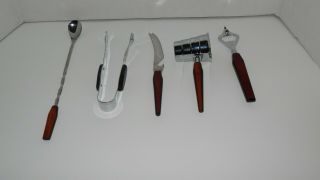 Set Of 5 Vintage Glo Hill Bar Tools With Bakelite Handles