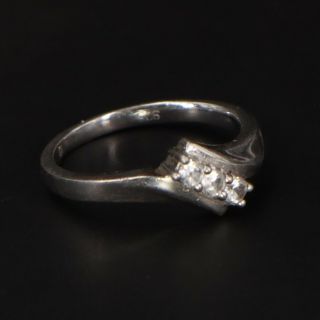 Vtg Sterling Silver - White Sapphire Cluster Engagement Ring Size 7 - 2.  5g