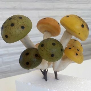 Vintage 1970s Plastic Mushroom Decorations - Fake Flower Arrangements
