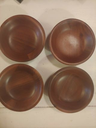 Vintage Ozark Walnutware Real Walnut Wooden Salad Bowls 6 " Solid Wood (4)