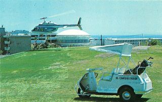 Vintage Puerto Rico Chrome Postcard Conquest Airways Helicopter El Conquistador