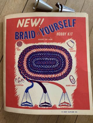 Vintage Braid It Yourself Hobby Kit 1967 Braided Rug Maker