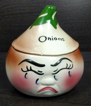 Vintage Onion Deforest Of California 1950’s Condiment Jar With Lid Hand Painted