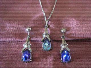 Vintage Sarah Coventry Demi Necklace & Earring Set " Heliotrope " 1972