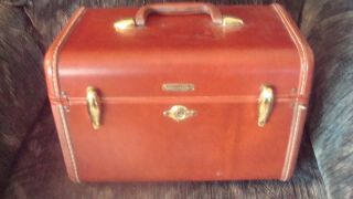 Vintage Shwayder Bros Samsonite Train Case / Make Up Brown No Key