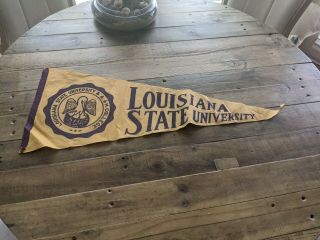 Louisiana State University A & M College Yellow And Purple Pennate Vintage
