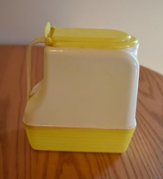 Vintage Lustro - Ware Pitcher L - 45 With Lid 6.  5 " Tall Yellow And White Plastic