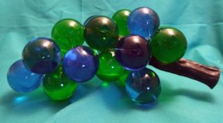 Vintage Green And Blue Acrylic Glass Grapes Cluster Retro Table Decor