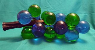 Vintage Green and Blue Acrylic Glass Grapes Cluster Retro Table Decor 2