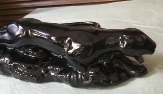 Vintage Black Panther Ceramic Planter Mid Century Modern Glossy Black Figure 2