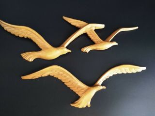 Vintage Homco Mcm Seagull Birds Faux Wood/plastic Wall Art