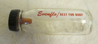 Vintage 1950’s Evenflo 3” Glass Baby Doll Bottle With Nipple & Label