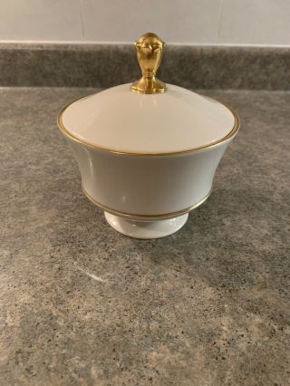 Vintage Lenox Eternal Candy Dish W/ Lid Covered Sugar Bowl 24k Gold Made In Usa