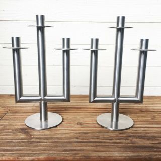 A Stainless Steel Candle Holders Mid Century Interior Design Danish 70s