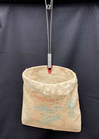 Vintage Champion Stay Open Clothespin Bag Hangs On Clothesline