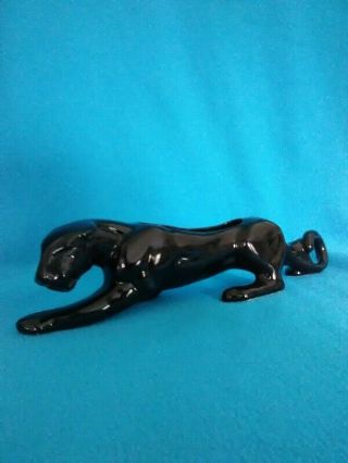 Vintage Black Panther Ceramic Planter Mid Century Modern Art Deco 15 Inch Figure
