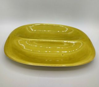Vintage Russel Wright Ceramic Pottery Chartreuse Green Oval Divided Dish